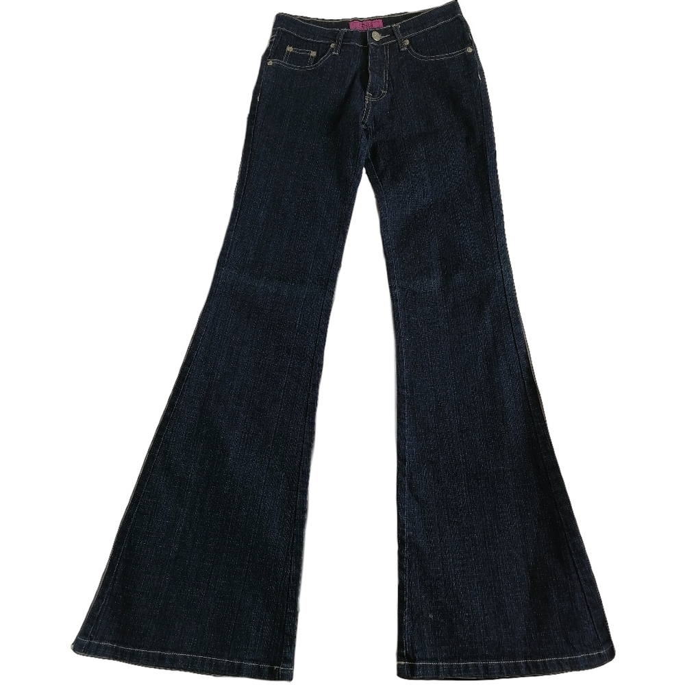 perfect pair of dark blue flare jeans